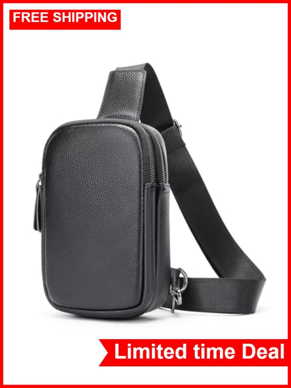 Genuine Leather Sling Bag for Men Small Crossbody Purse Daypack